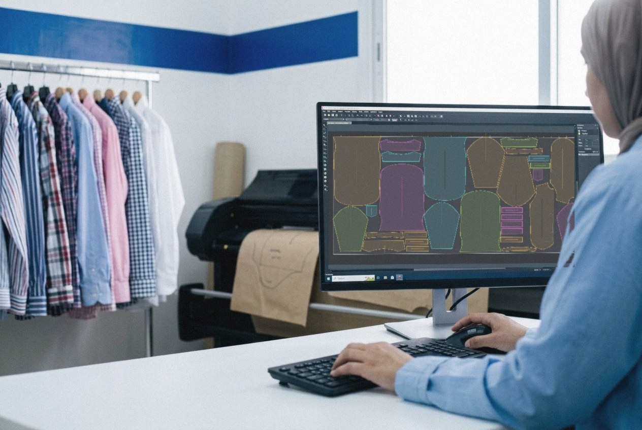 Bureau d’études : placement de coupe à l’écran, traceur et portant de prototypes